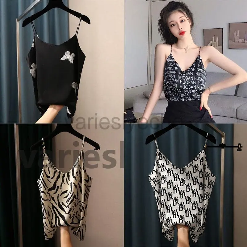 Womens Silk Satin V Neck Camisole Cami Spaghetti Strap Top Loose Sleeveless Blouses Tank Shirt Lingerie Short