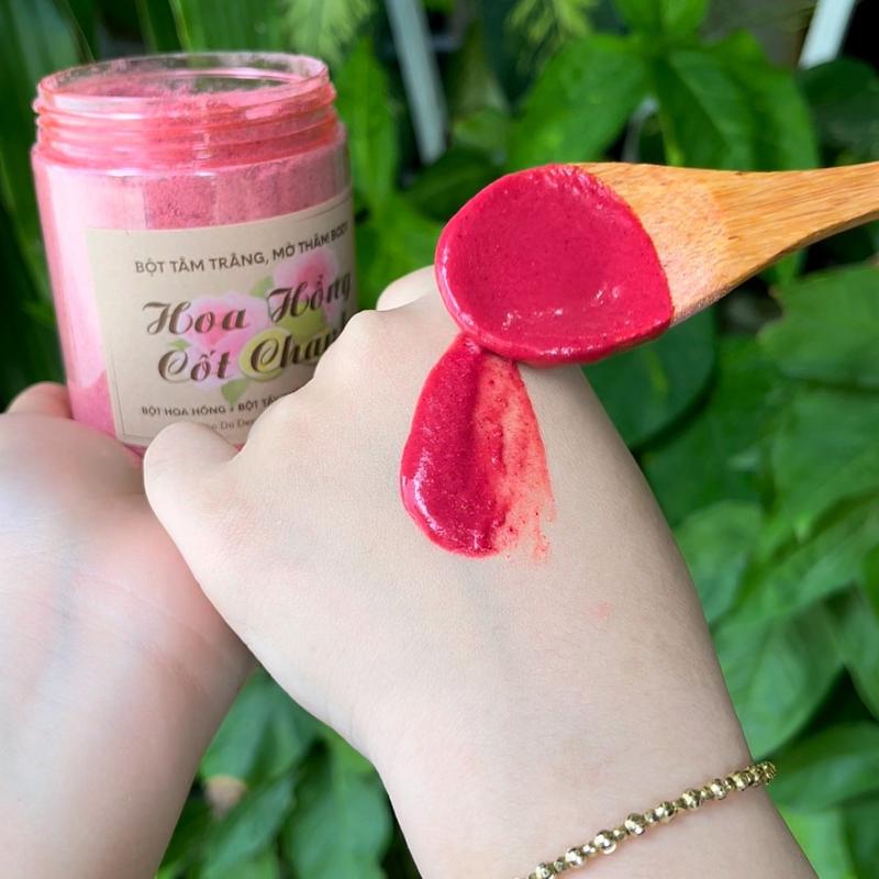 BỘT HOA HỒNG CỐT CHANH TẮM TRẮNG MỜ THÂM TỪ THIÊN NHIÊN ngưng kèm bột dịu ( đọc kĩ mô tả )
