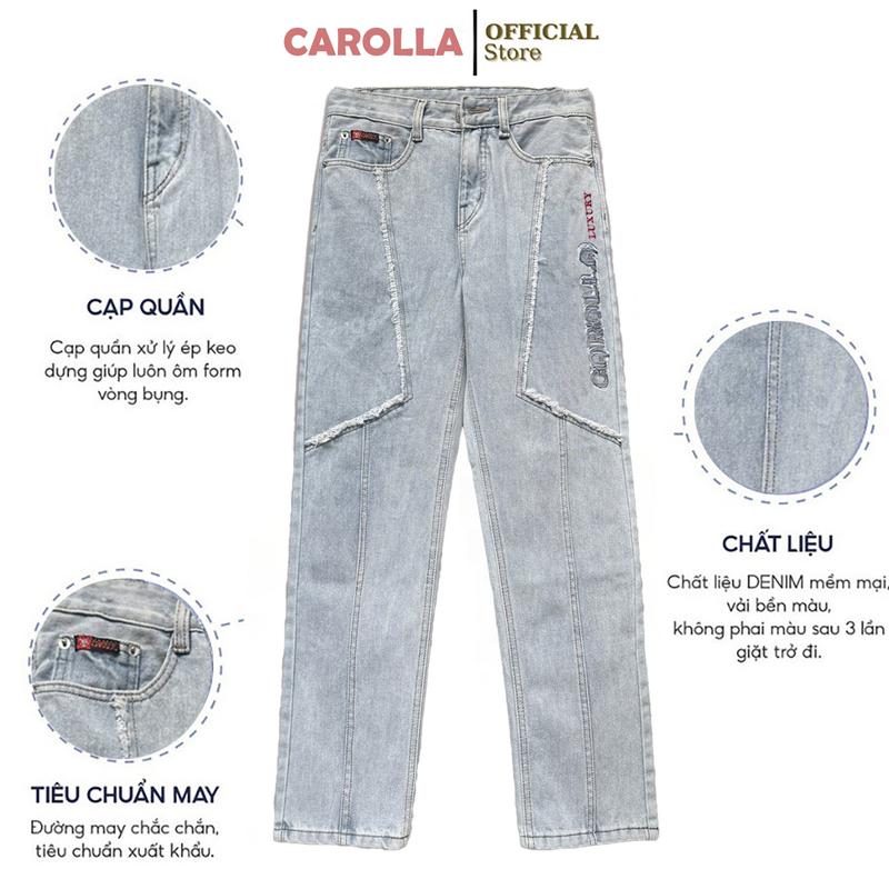 CAROLLA Quần Jean Nam Form suông, ống đứng, ống suông, Jean Baggy, Năng Động, Menswear Pants Kem Có Túi 4