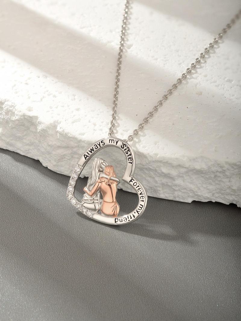 Product Introduction of S925 Sterling Silver Fashion Heart Design Pendant Necklace for Women, Artificial Zircon Decor Charm Necklace, Cute All-match Jewelry As Gift 4