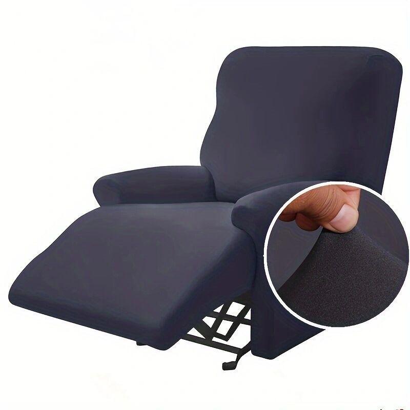 Solid Color Stretch Recliner Sofa Cover, 4pcs/set All-inclusive Dustproof Sofa Slipcover, Non-slip Sofa Protector for Living Room, Sofa Accessories, Home Decor, Home Essentials 5