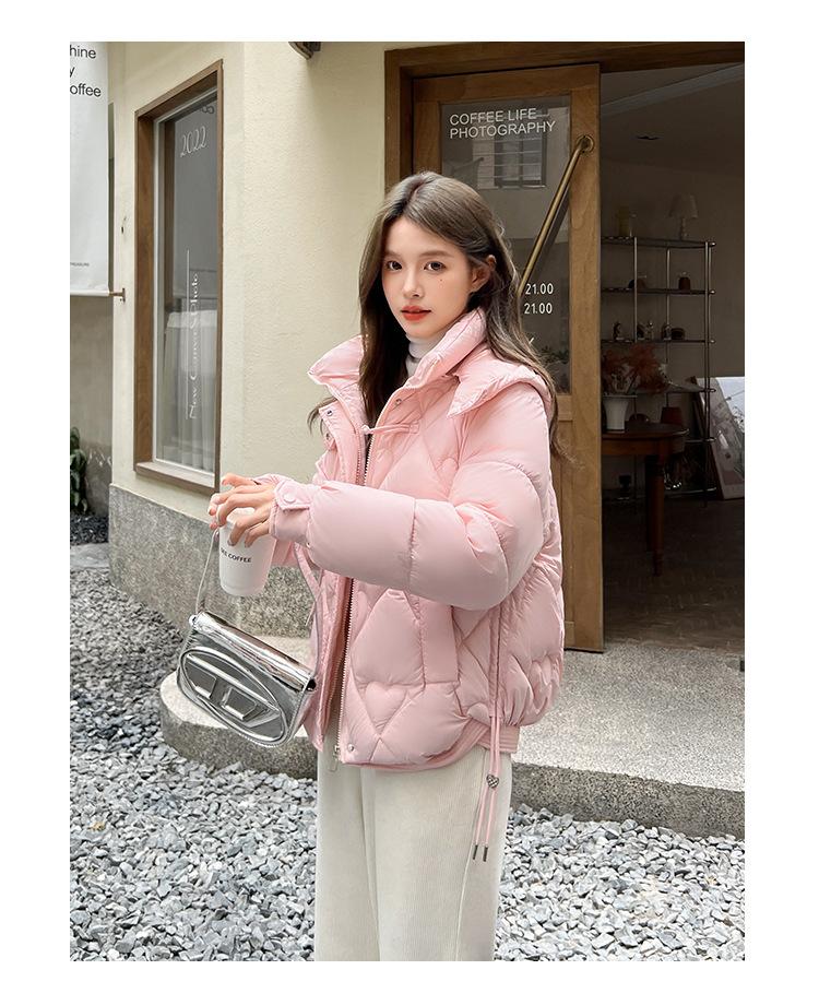 Product Introduction of Fashion Short Cotton-Padded Coat for Women Autumn and Winter New 2024 Korean Style Solid Color with Match Cotton Coat Jacket Thickened Padded Jacket Outer Wear 11