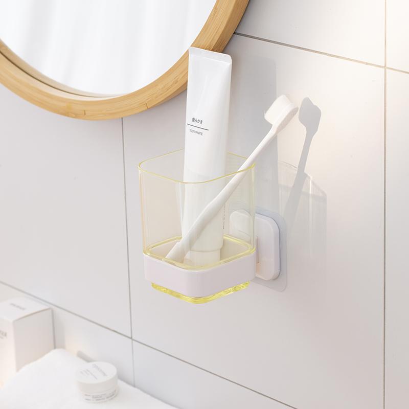 Product Introduction of Wall Mounted Toothbrush Holder, Punch Free Toothbrush Storage Rack, Universal Bathroom Supplies for Home Use, Home Supplies 3