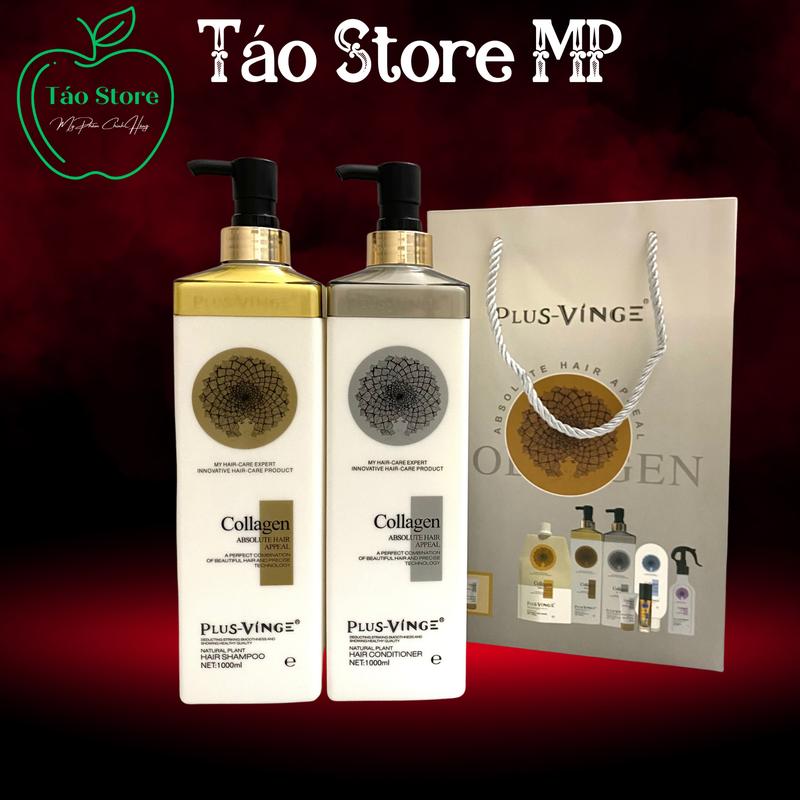 Cặp Dầu Gội Xả COLLAGEN VINGE PLUS 1000ML x2 Gội Đầu Nữ Women