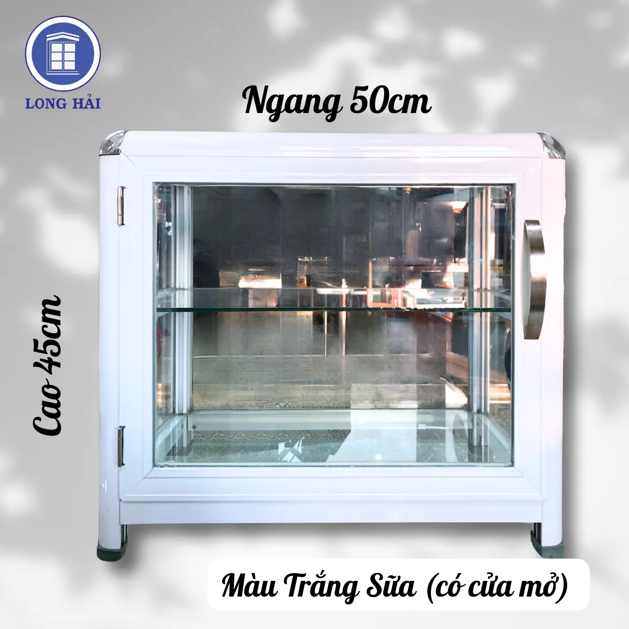 Tủ bán hàng (có cửa mở) nhỏ gọn 45 x 30 x 50 cm nhôm kính, tiện lợi