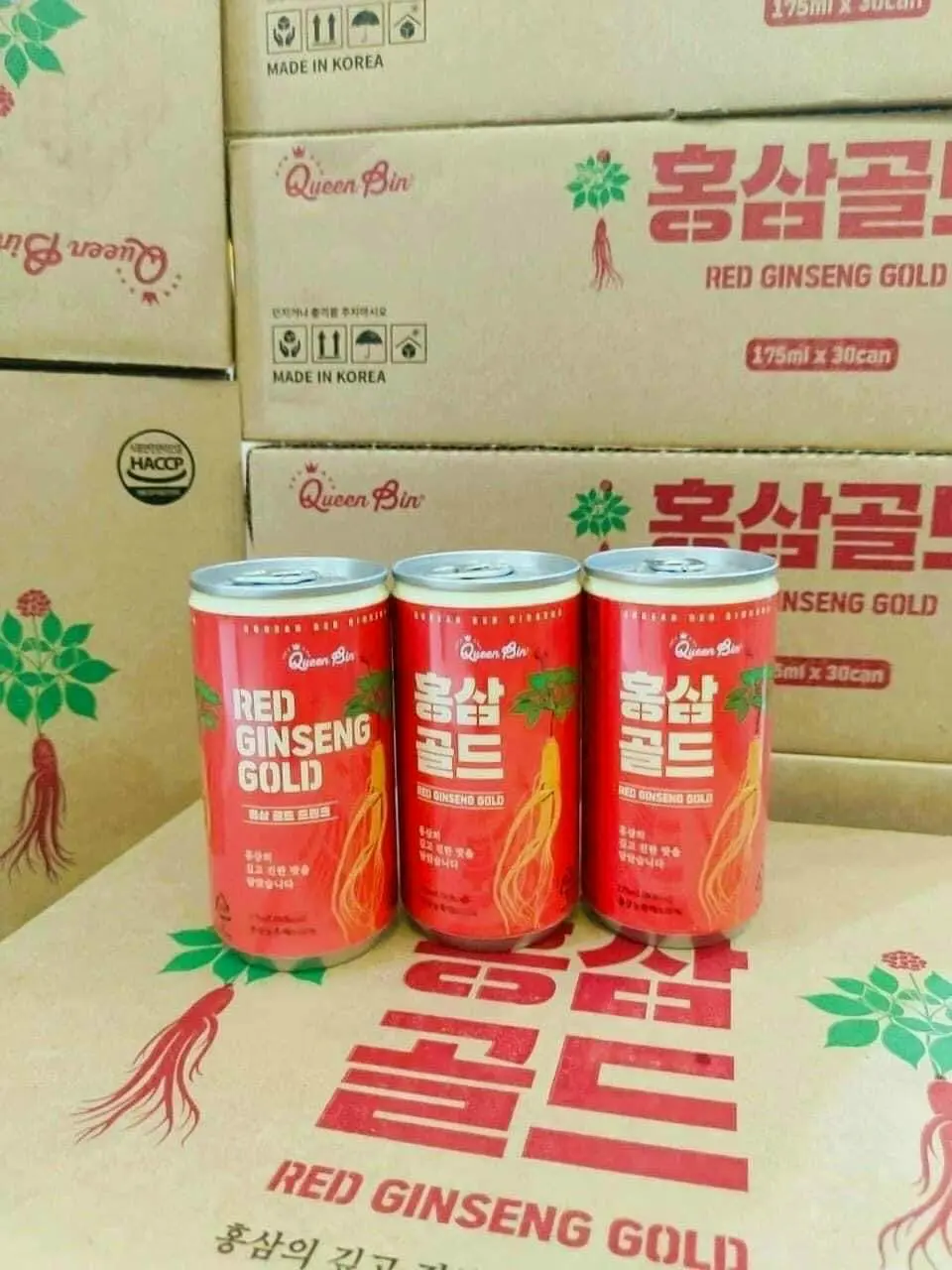 Nước Hồng Sâm Queen Bin Hàn Quốc Thùng 30 lon x 175ml