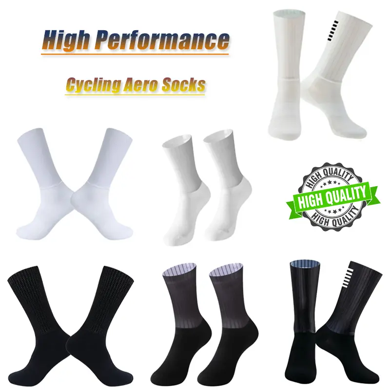 High Performance Cycling Aero Socks Basic Colour Bicycle Compression Sock Anti-slip Quick-dry Breathable