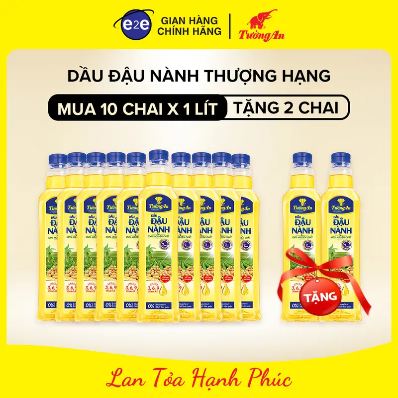 Tường An Premium Dầu Ăn Đậu Nành Thượng Hạng 1L x 10 Chai Tặng 2 Chai  - Dùng Cho Cả Gia Đình | E2E Thực Phẩm Đồ Uống | Kido Group 2