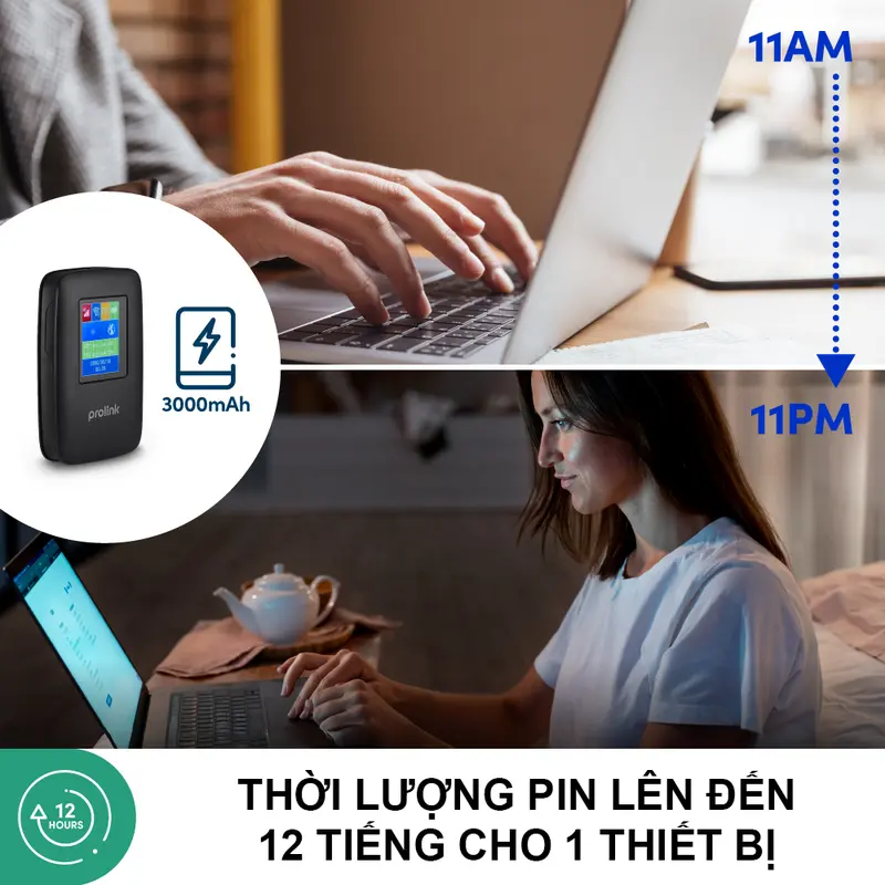 Bộ phát Wifi di động PROLiNK DL7202 4G LTE 150Mbps, pin 3100mAH, TFT 1.44", hỗ trợ 185 quốc gia - Mobile 5