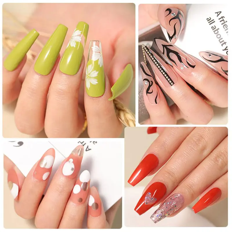 Complete Acrylic Nail Kit for Beginners, 1 Set Professional Acrylic Manicure Kit with UV LED Nail Lamp & Glitter Sequins, Powder, Nail Brushes and Pens 6