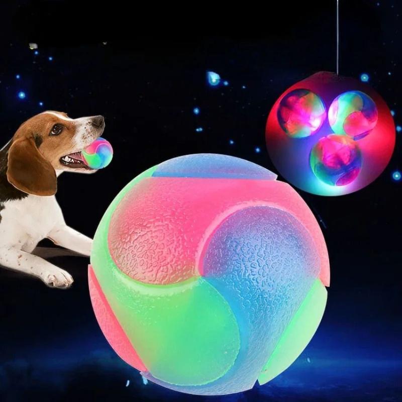 Product Introduction of thingin Puppy Interactive Dog Chew Toys Flash Bouncing Ball Squeakers Bite Resistant Toy LED Dog Balls Pet Supplies Ball Flashing Elastic Ball Children 15