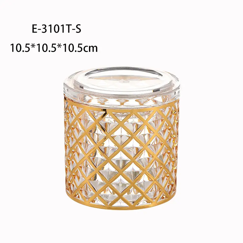 Golden Sealed Jar Food Grade Acrylic Storage Jar Containers Kitchen Utensils Tin Canister