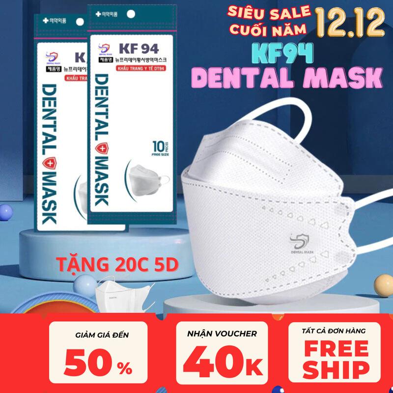 ( TẶNG 10 CÁI 5D ) Thùng 310 cái khẩu trang 4D Kf94 người lớn Dental Mask cao cấp chính hãng 4 lớp kháng khuẩn khẩu trang chống nắng tia uv