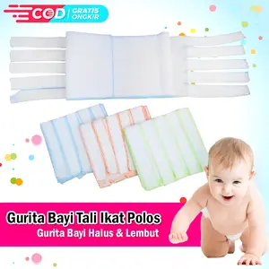 Gurita Bayi Putih Polos Tali Ikat Gurita Bayi Halus & Lembut 3 6 12 pcs