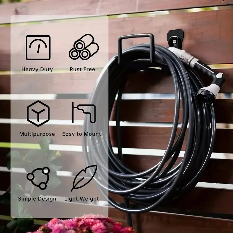 Garden Hose Holder, Wall Mounted Hose Hanger with 2 Screws, Expandable Hose Rack for Outdoor Use, Water Hose Extension Hook, Modern 3