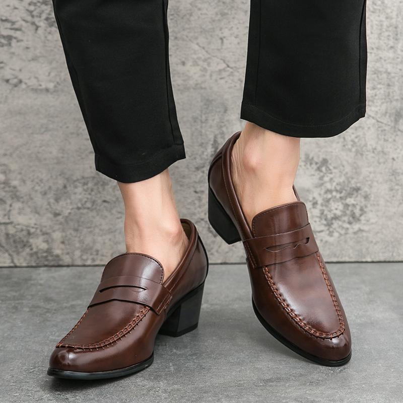 Product Introduction of Men Shoes with heel Wedding Leather Slip-On High Heels Business Shoes Formal 38-46 Career Work Shoes 12