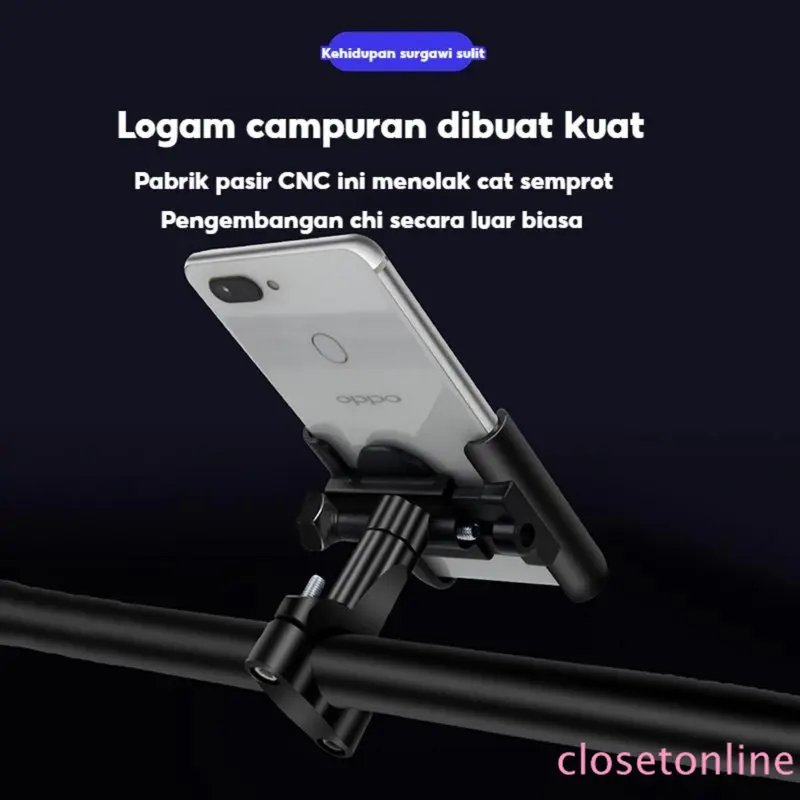 Holder Telepon EV Sepeda Motor - Alumunium. Tahan, bergaya. Cocok telepon & baterai. Aman, tahan getar. Bantalan navigasi. Aksesori berkualitas. Holder Sepeda Motor, Aksesori Sepeda Listrik 3