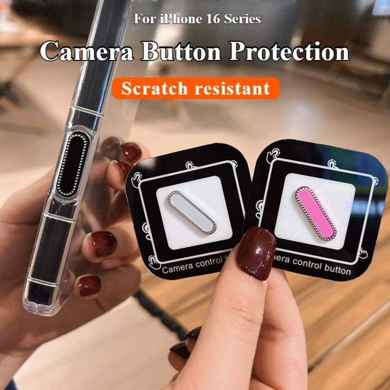 Miếng Dán Nút Quay Phim Kim Cương Lấp Lánh, Dành Cho iPhone 16 Pro Max, 16 Pro, 16 Plus Và 16, Nút Tụ Đảo Thông Minh Nhạy Cảm, Có Điều Khiển Camera, Thiết Kế Lấp Lánh 1