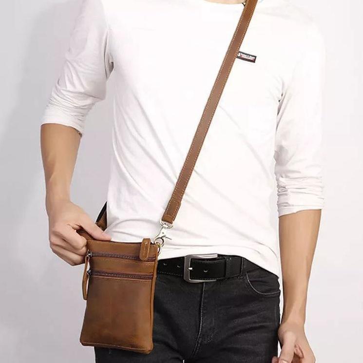 (BIG SALE) Tas Pria Selempang Kulit Sapi asli Model Simple Elegan 0