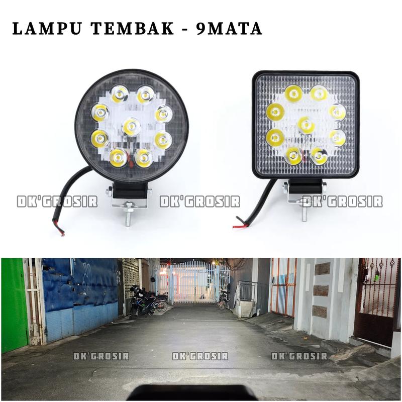 Product Introduction of Lampu tembak sorot LED Worklight 9 mata cahaya Putih KOTAK BULAT 23