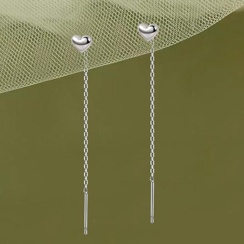 Product Introduction of 1Pair Heart Earrings Ins Temperament Long Heart-shaped Earrings Tassel K8Y8 37