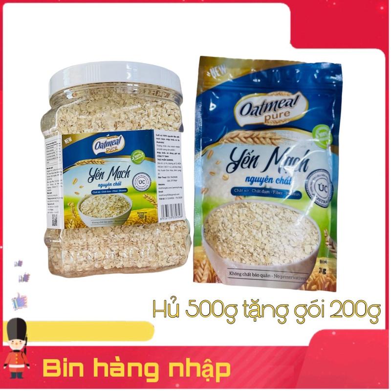 Yến Mạch Úc Nguyên Chất Oatmeal Pure Hủ 500g kèm túi 200g