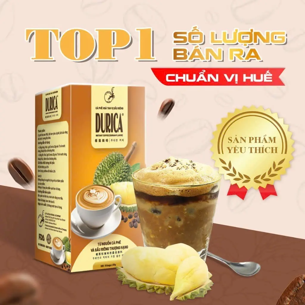 Cà Phê Sầu Riêng, Cà Phê Xuất Khẩu Loại ĐẶC BIỆT ÍT ĐƯỜNG, ÍT SỮA THƠM NGON TIỆN LỢI DURICA LE PLATEAU COFFEE, Lượng đường thấp Cafe