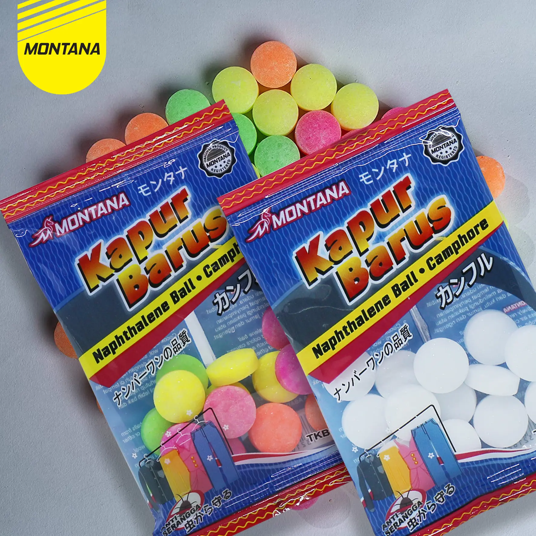 MONTANA Kapur Barus Kamper Sachet Ball Camphore Putih / Warna Warni TKB-25G