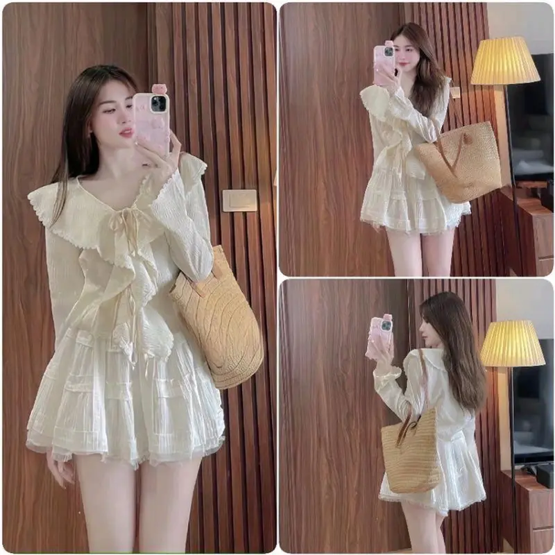 set váy voan tơ đùi mịn thoáng mát hai lớp 0