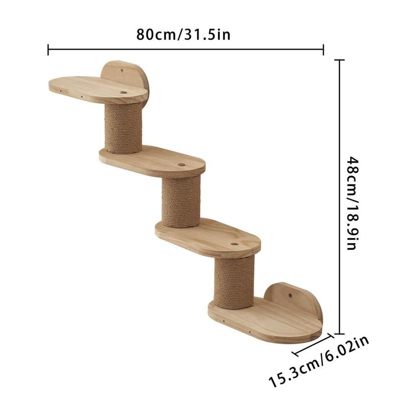 Cat Wall Shelves Cat Climber Cat Wall Climbing Ladder Wood Cat Wall Steps for Scratching 2