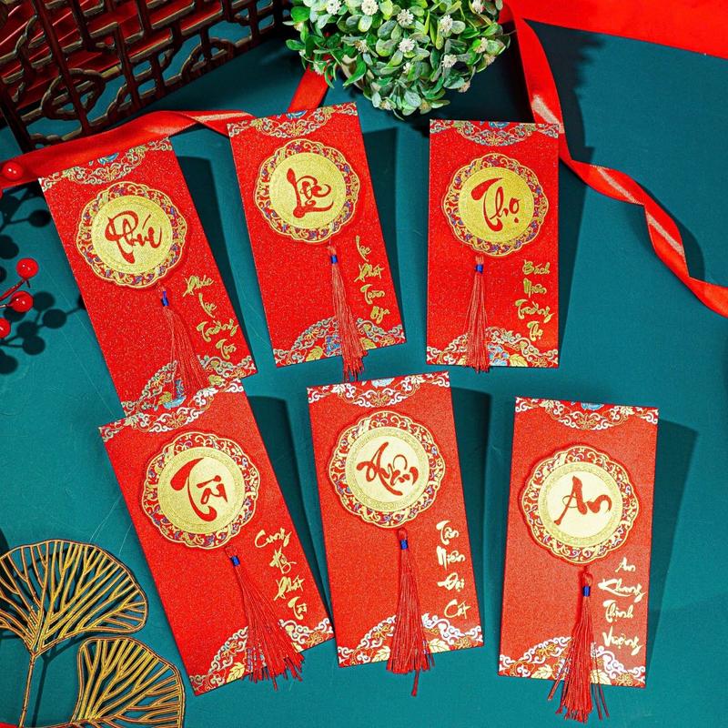 Product Introduction of [ 1 phong bao lì xì tết ] BAO LÌ XÌ ÁNH NHŨ KIM TUYẾN, câu chúc cát tường, mẫu mã sang trọng 37