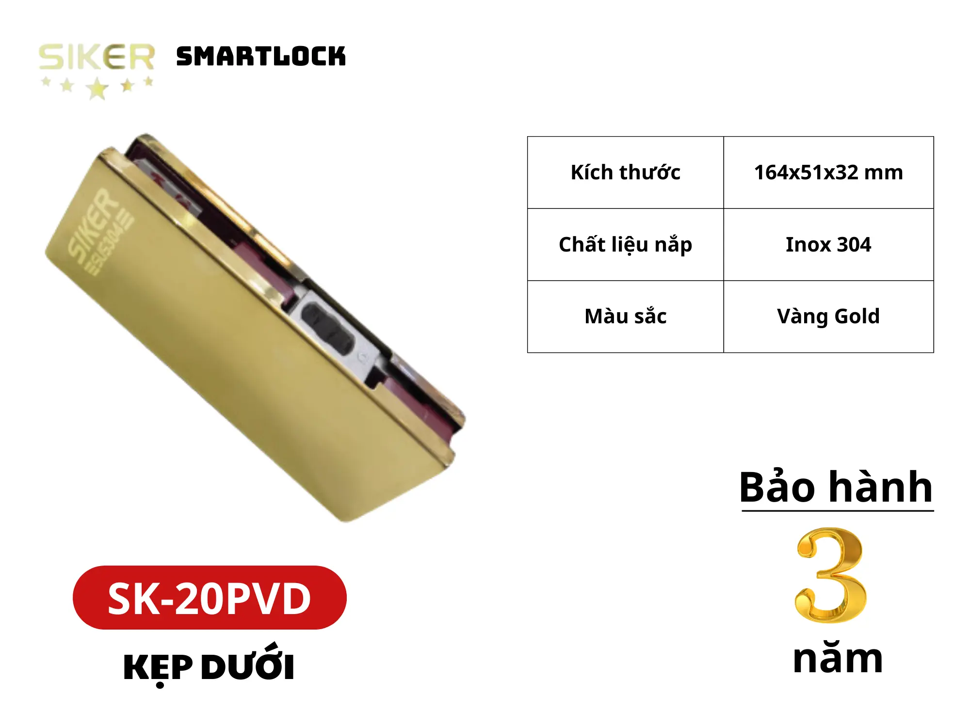 Siker SK20- kẹp dưới phụ kiện cửa kính cường lực