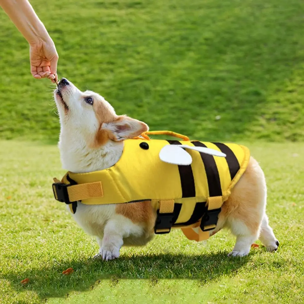 Practical Little Bee Pet Dog Life Jacket Soft Breathable Dog Swimming Clothes Adjustable Pet Life Vest Harness Outdoor