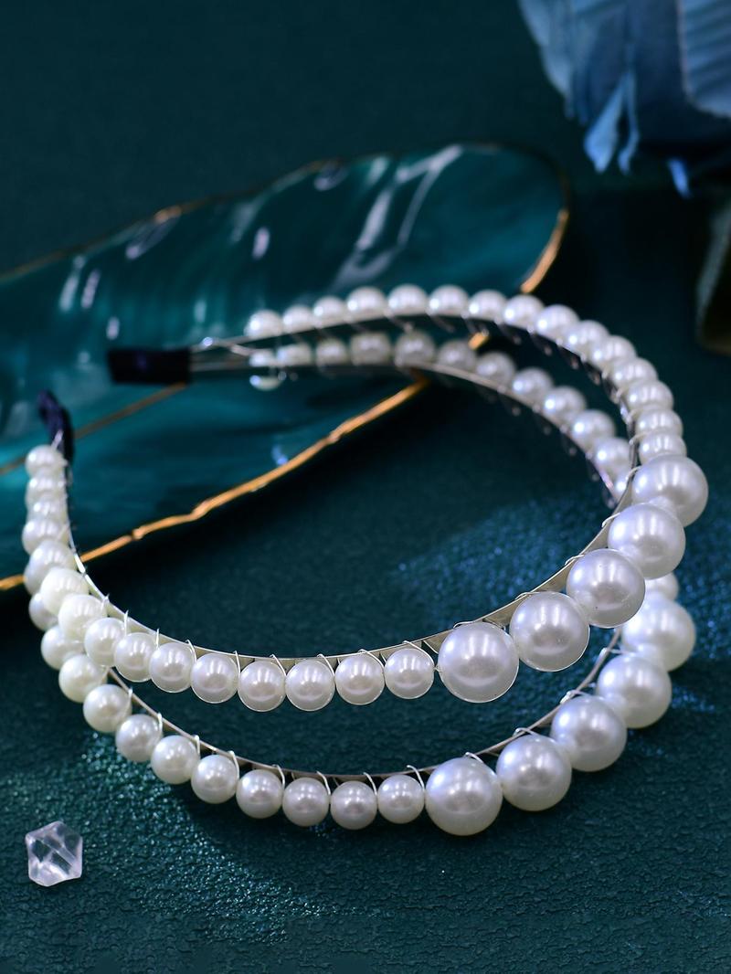 Product Introduction of Faux Pearl Decorated Headband, Elegant Bridal Headwear for Wedding Bridal Party Formal Occasions, Fashion Hair Accessories for Women 0