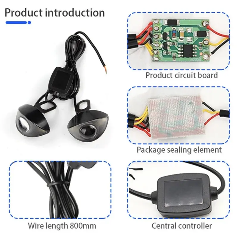 Đèn Lái Xe Mini, 2 Chiếc, Đèn Mắt Đại Bàng LED, Có Bộ Điều Khiển, Đèn Chạy Ban Ngày, Đèn Đuôi Moto, Đèn Tín Hiệu Rẽ, Đèn Nhấp Nháy, Thích Hợp Cho Xe Máy, 12V, Phụ Kiện Sửa Đổi 2