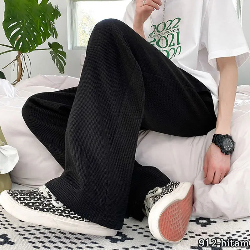 celana olahraga pria unisex celana panjang pria celana highwaist pria Loose pants celana vintage pria celana oversize pria Baggy pants keren celana premium wafel bahan celana boyfriend celana kulot import celana korean style celana hitam COD 7