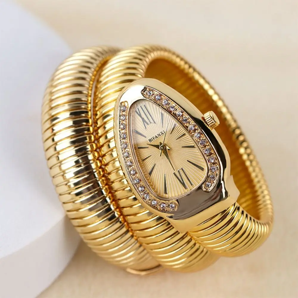 wficee High Quality Snake Shape Quartz Watch Stainless Steel Strap Bracelet Wristwatch Watches