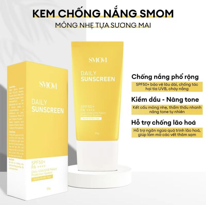 Smom Kem Chống Nắng Nâng Tone Dưỡng Da chống nắng tốt an toàn cho Mẹ bầu và Sau sinh