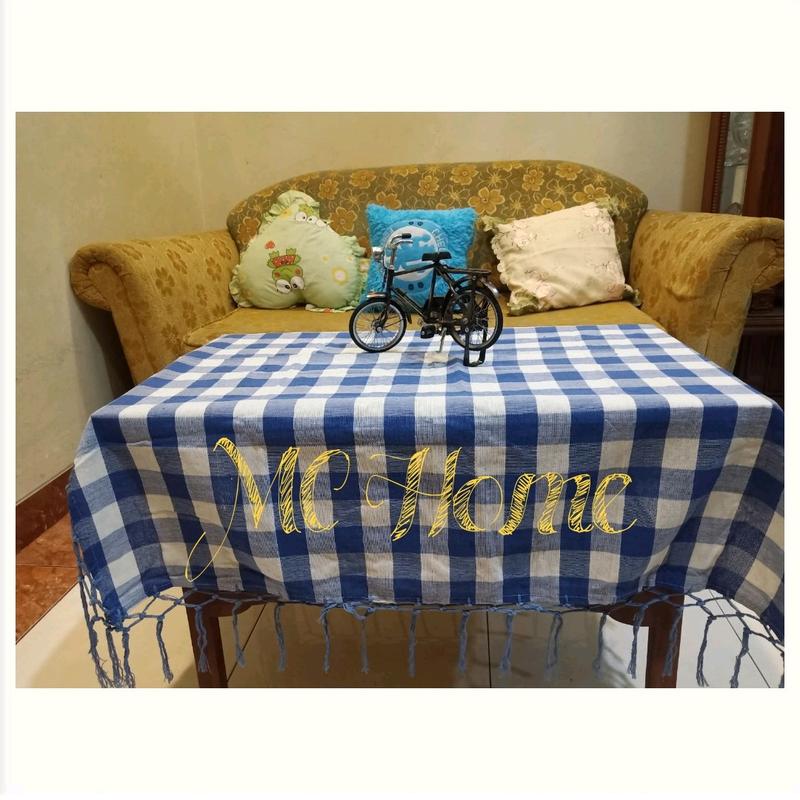 Taplak meja tenun tamu ukuran 100x100 motif kotak-kotak 0