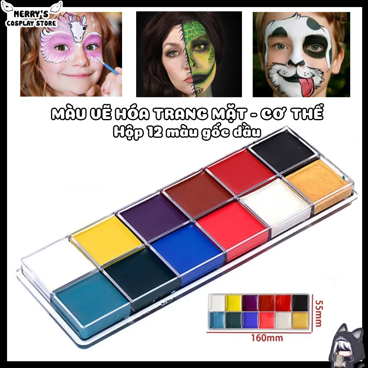 ￼Hộp Màu Vẽ Mặt Và Cơ Thể Body Painting Chuyên Dùng Hoá Trang Cosplay Cosmetic Nữ