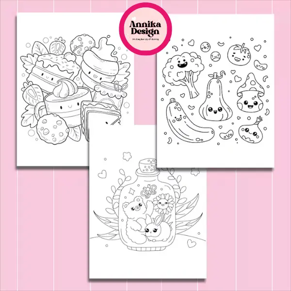 Tranh tô màu các món ăn kawaii, tranh tô màu dễ thương cho các bé - AnnikaDesign 4