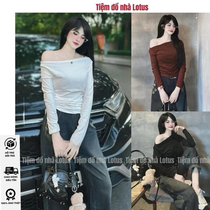  Video SP -￼Áo Thun Bẹt Vai Nhún Eo Chất Thun Co Giãn Mịn Mát  Tiệm đồ nhà Lotus  