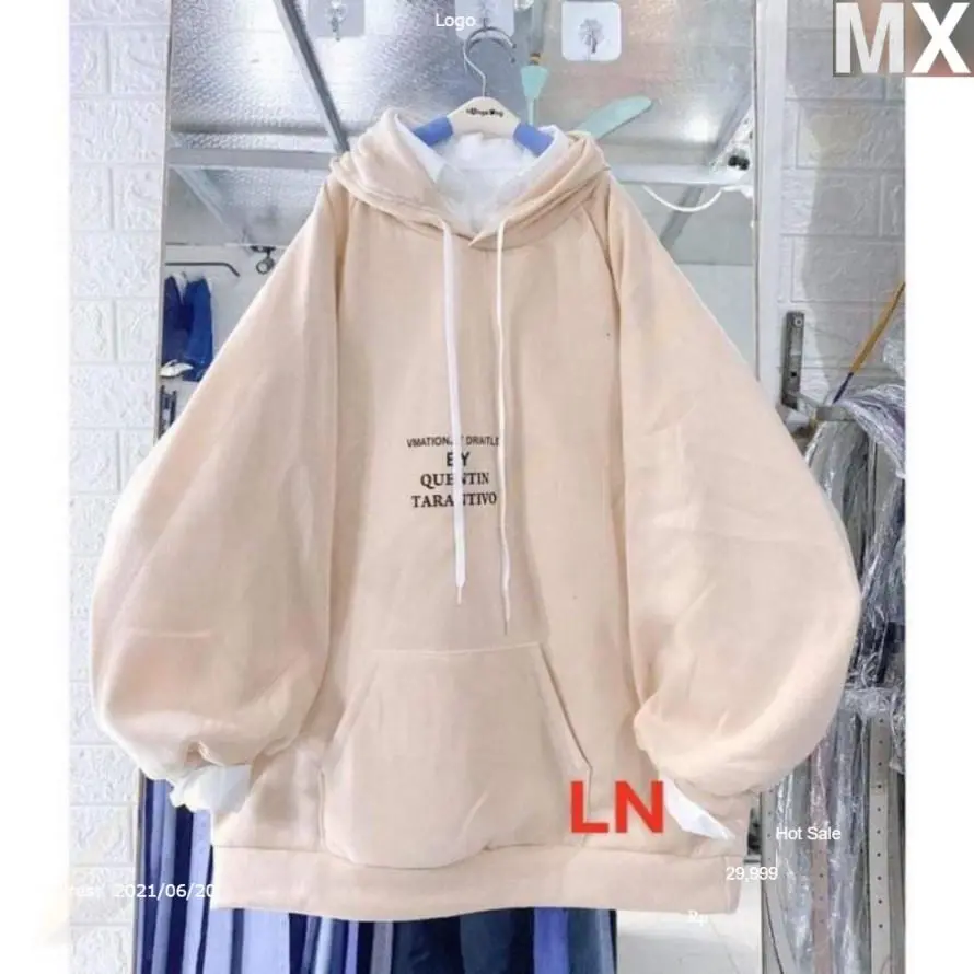Áo hoodie bốn dòng chữ nhỏ, Áo nỉ from rộng tay phồng, thiết kế thời trang, mặc ấp áp không bị xù  -Mei Xu shop
