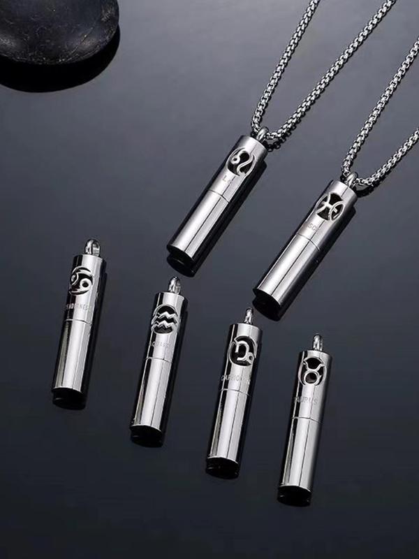 10pcs Men's Personalized Letter Pattern Pendant Necklace, Perfume Bottle Design Stainless Steel Jewelry Accessories for Party, Daily Birthday Gift, Necklaces Men 5