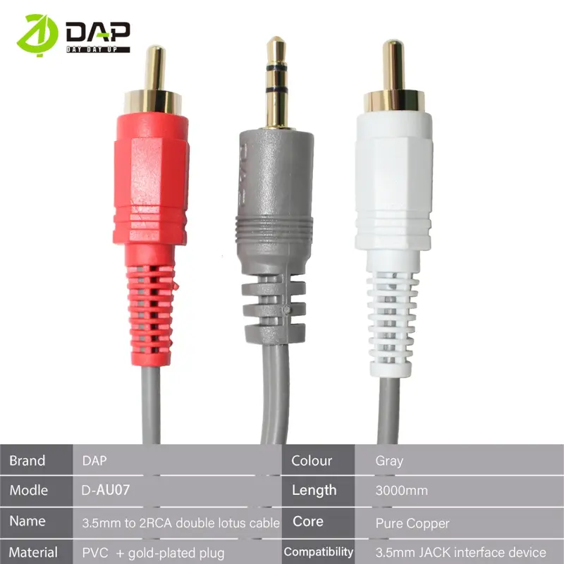 DAP Kabel Audio aux 2 in 1 Jack 3.5mm to RCA hitam 3 meter Accessories Speaker - Original by DAP 7