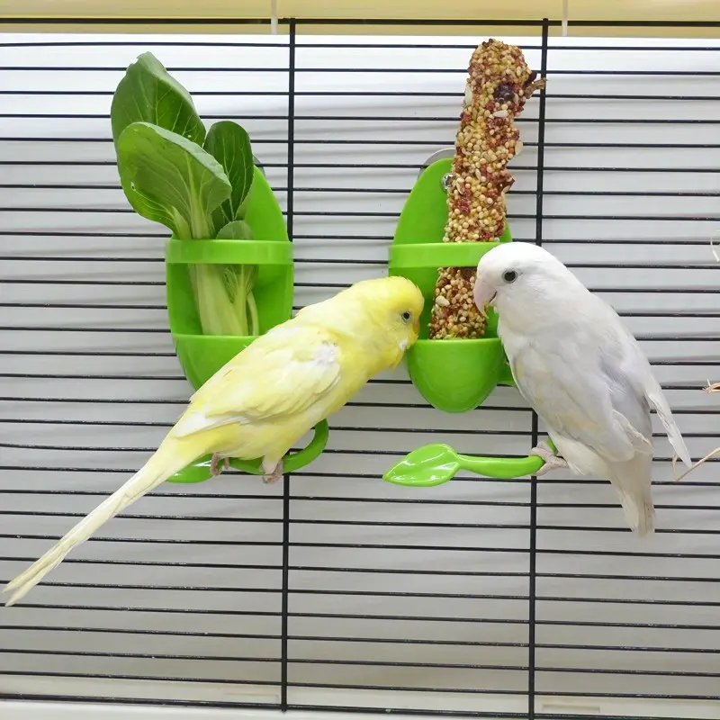 Parrot Bird Feeding Basket Clip - PP Material Vegetable Fruit Holder Calcium Supplement Feeder for Cage - Birdcage Accessory for Cuttlefish Skeleton & Mysterious Phoenix - Bird Feeding Basin Frame.
