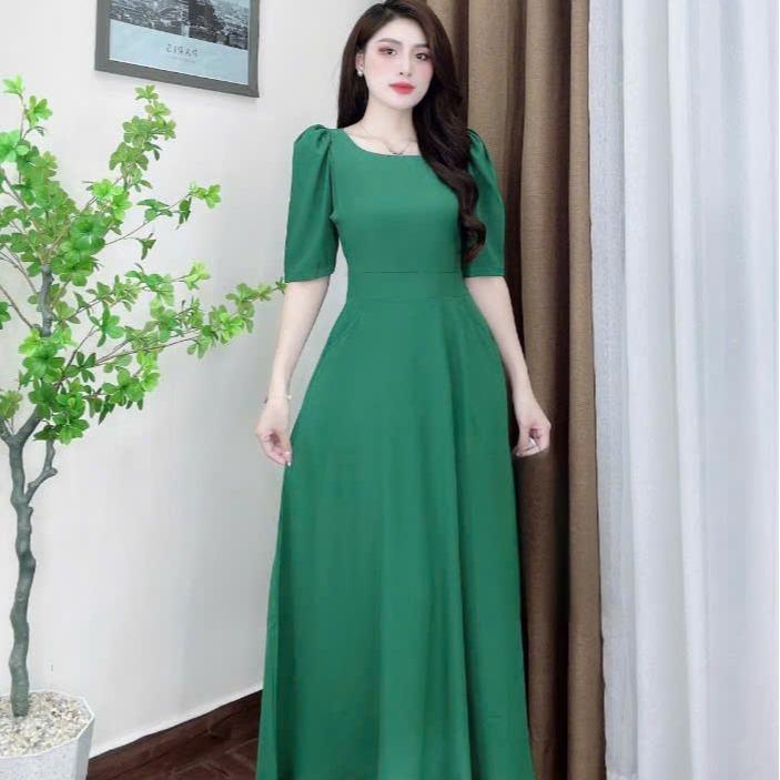 MÃ 965  : ĐẦM CỔ TRÒN DÁNG DÀI CC Nữ Women 3