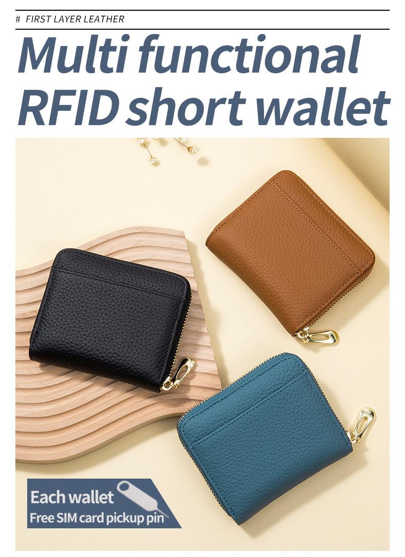 Product Introduction of New Genuine Leather Multi-Functional Short Wallet Women's Niche Coin Pocket Card Holder 6