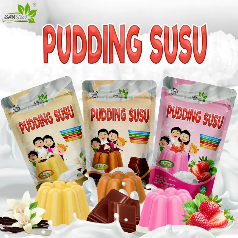 Sanfood Pudding All Varian 100 gr Chocolate Strawberry Susu Vanilla Jelly Organik Silky Puding Rendah Gula MPASI Enak Lembut 0