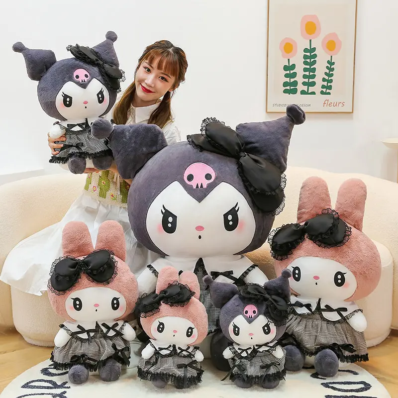 Dark Goth Style Clow M Melody, đồ chơi sang trọng cho bé gái, búp bê giẻ rách lớn 2